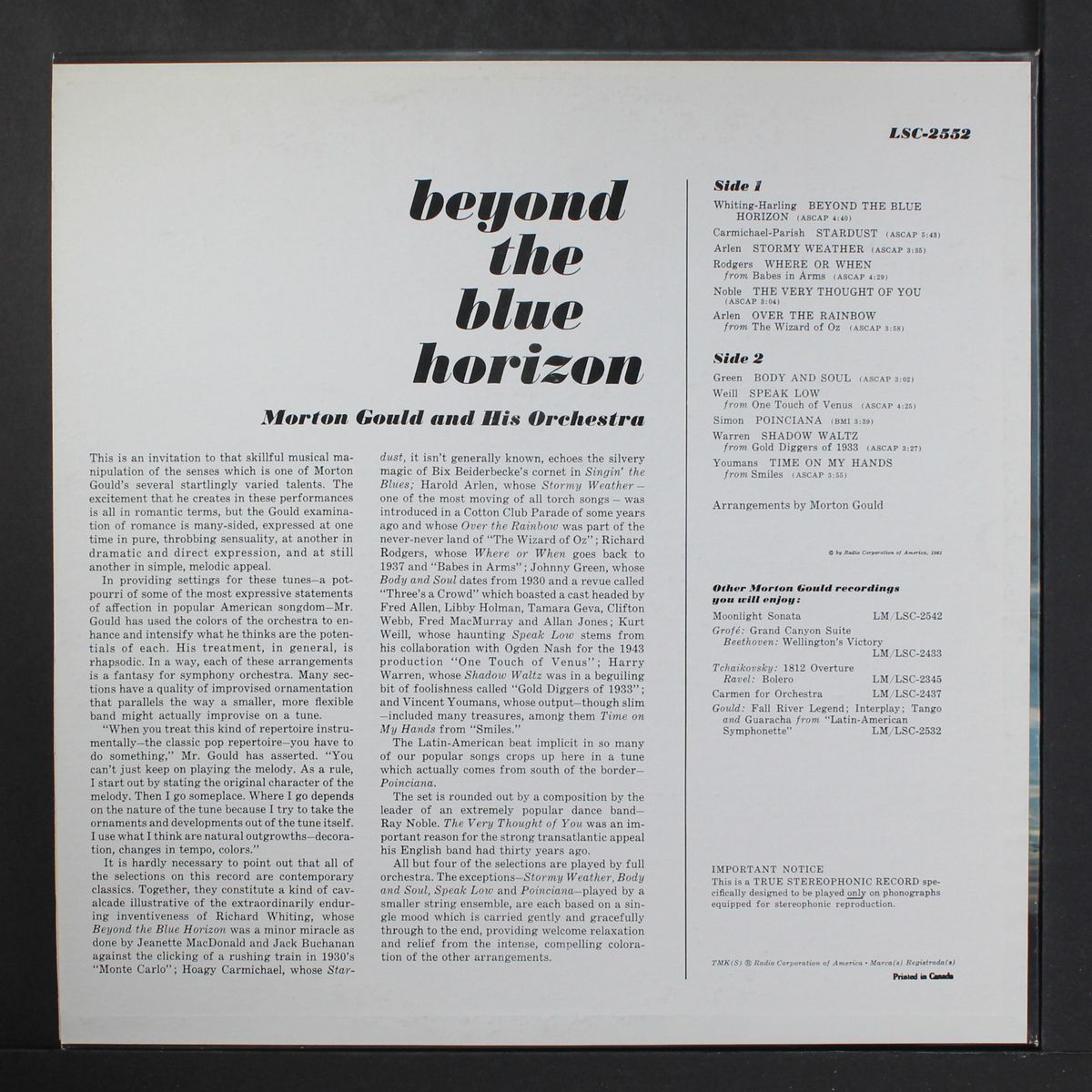 beyond the blue horizon by MORTON GOULD