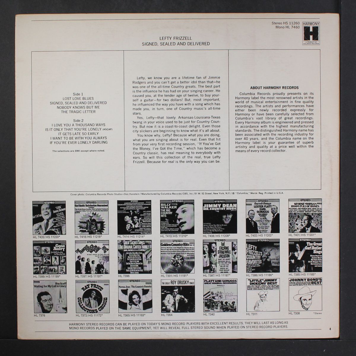 signed, sealed and delivered by LEFTY FRIZZELL