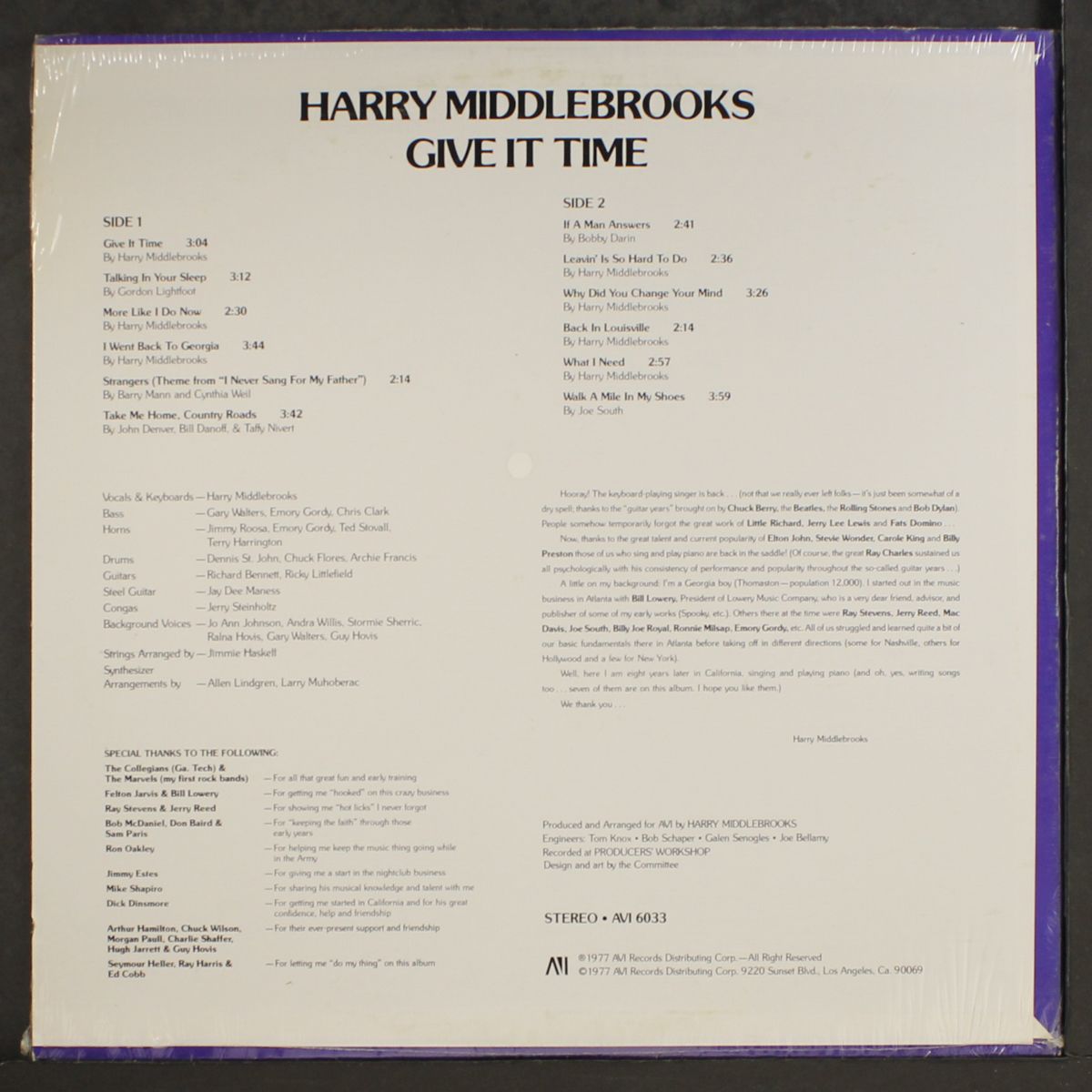 give it time by HARRY MIDDLEBROOKS