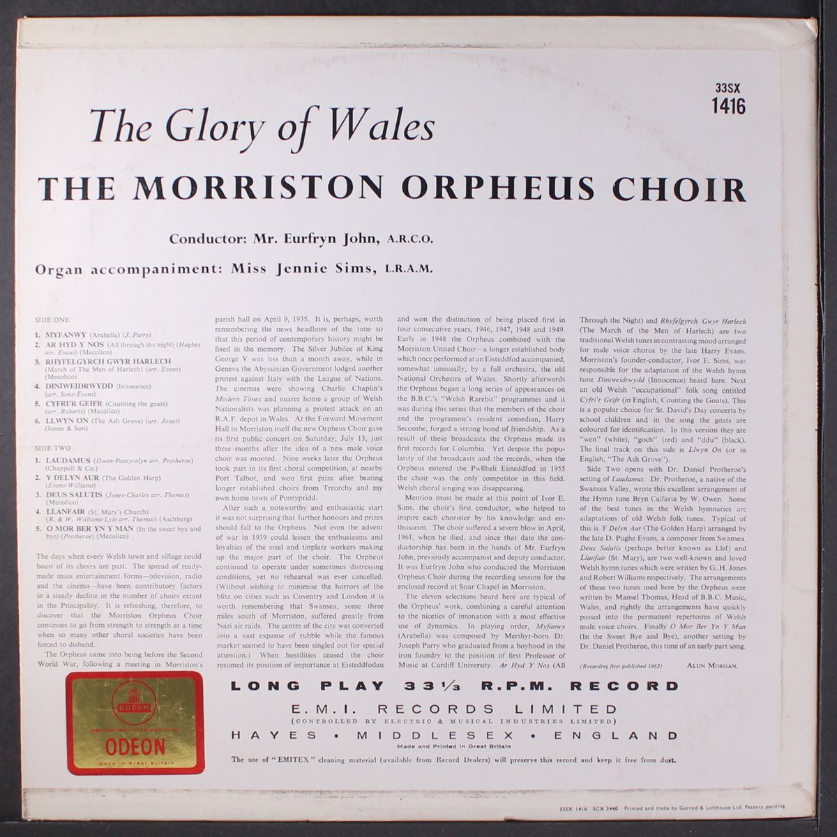 the glory of wales by MORRISTON ORPHEUS CHOIR