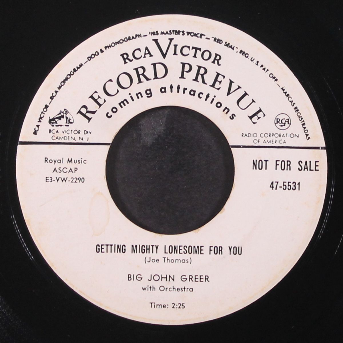getting mighty lonesome / drinkin' fool by BIG JOHN GREER