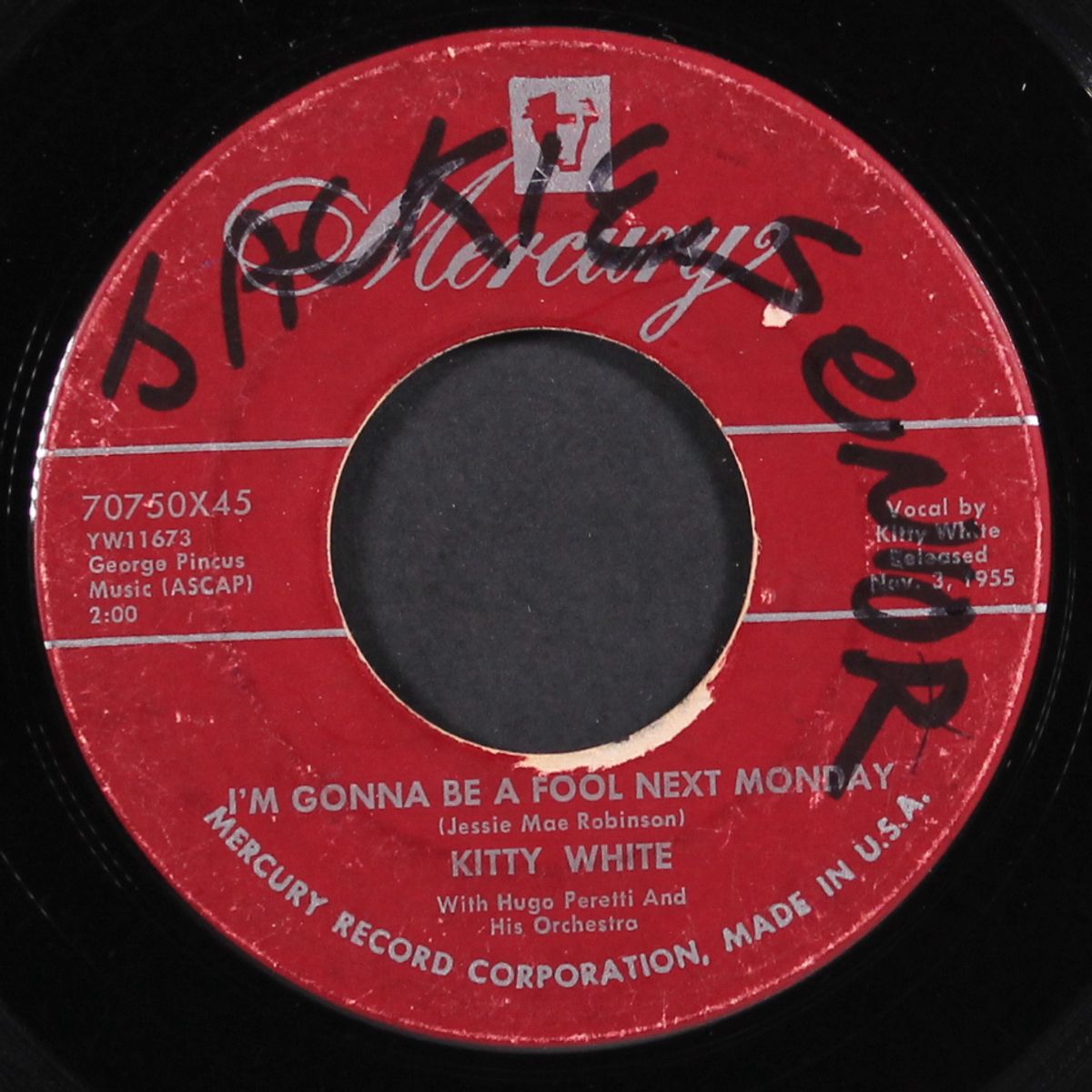 i'm gonna be a fool next monday / a teenage prayer by KITTY WHITE