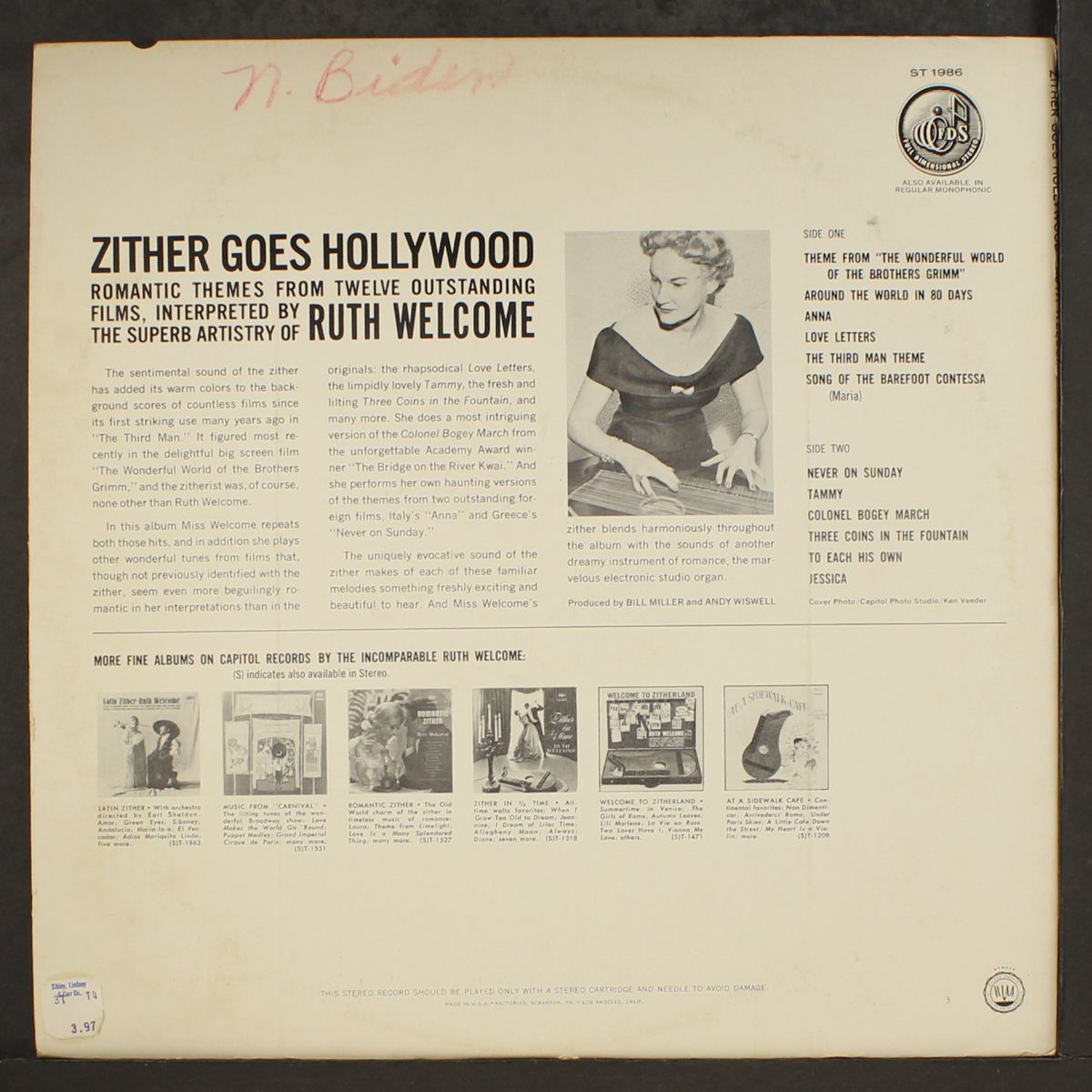 zither goes hollywood by RUTH WELCOME
