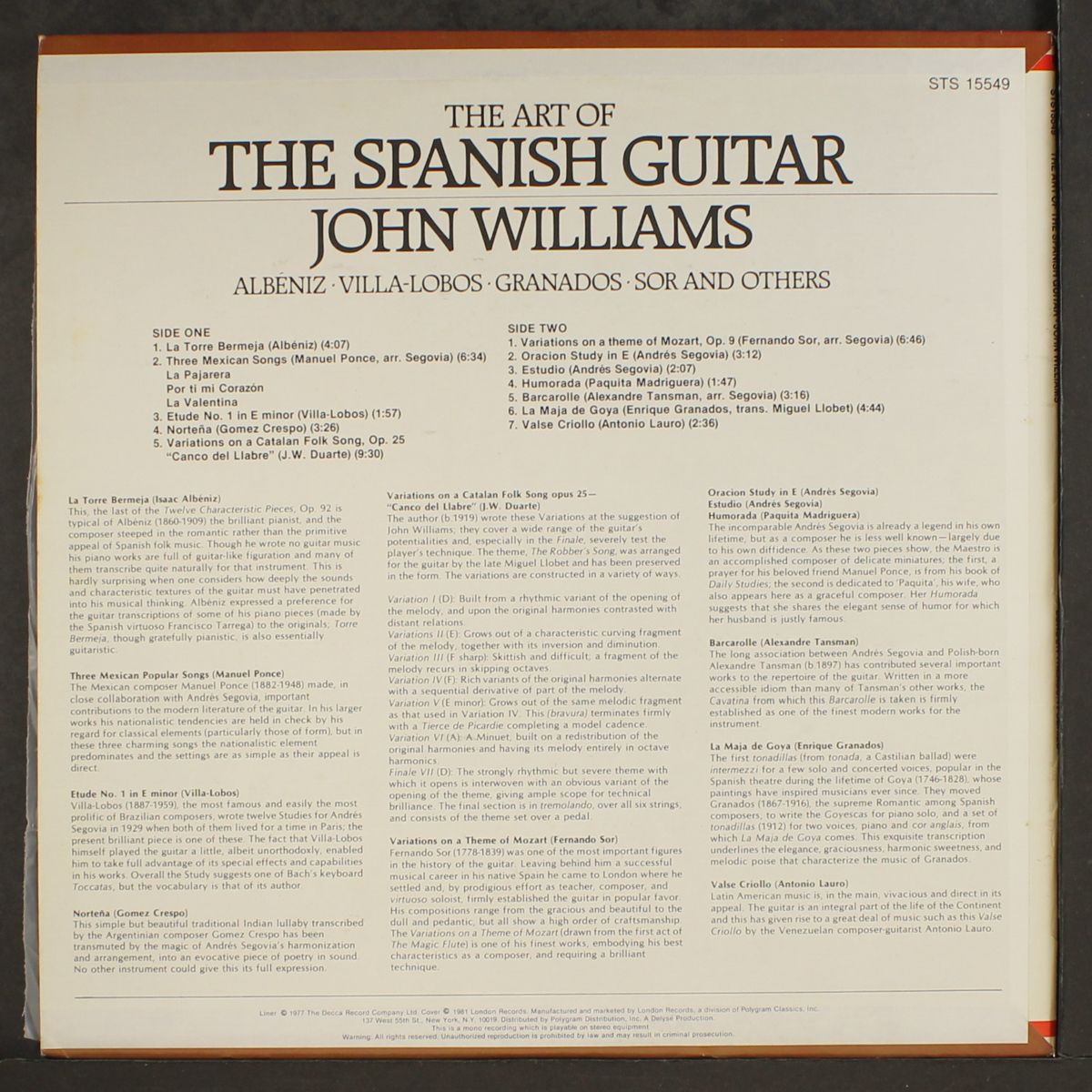 the art of the spanish guitar by JOHN WILLIAMS