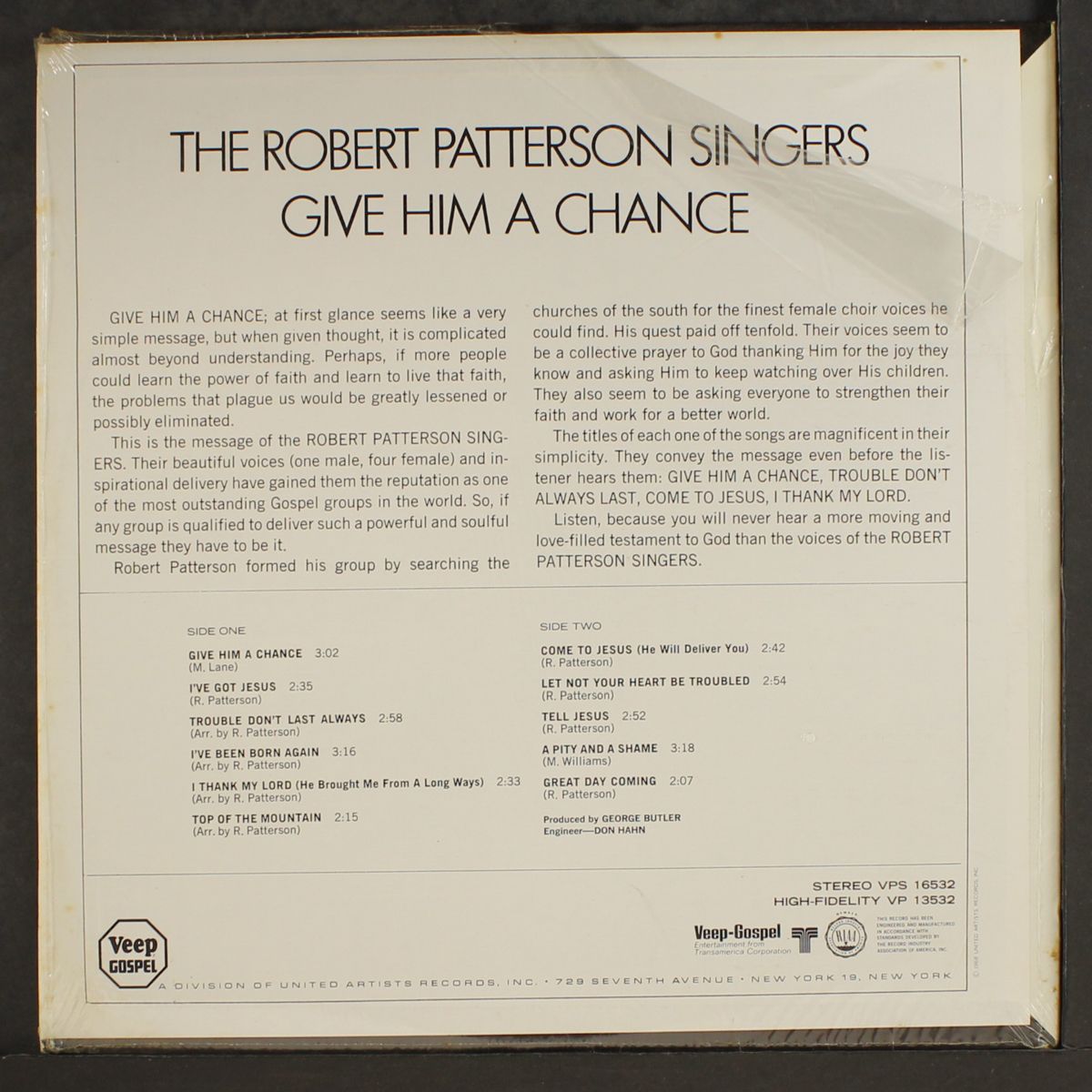 give him a chance by ROBERT PATTERSON SINGERS