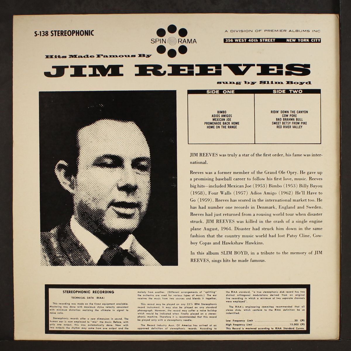 hits made famous by jim reeves by SLIM BOYD