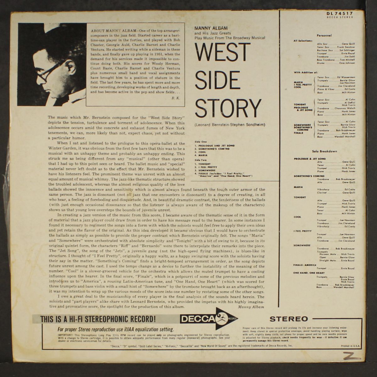 west side story by MANNY ALBAM