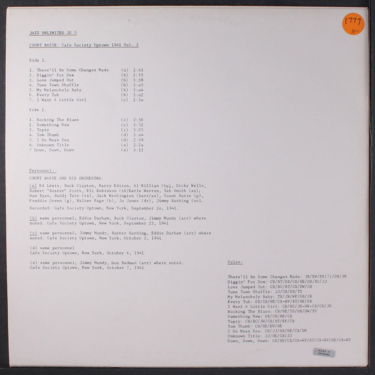 cafe society uptown 1941, vol. 2 by COUNT BASIE