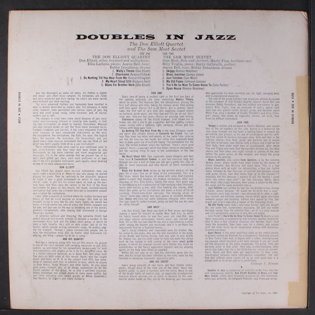 doubles in jazz by DON ELLIOTT / SAM MOST