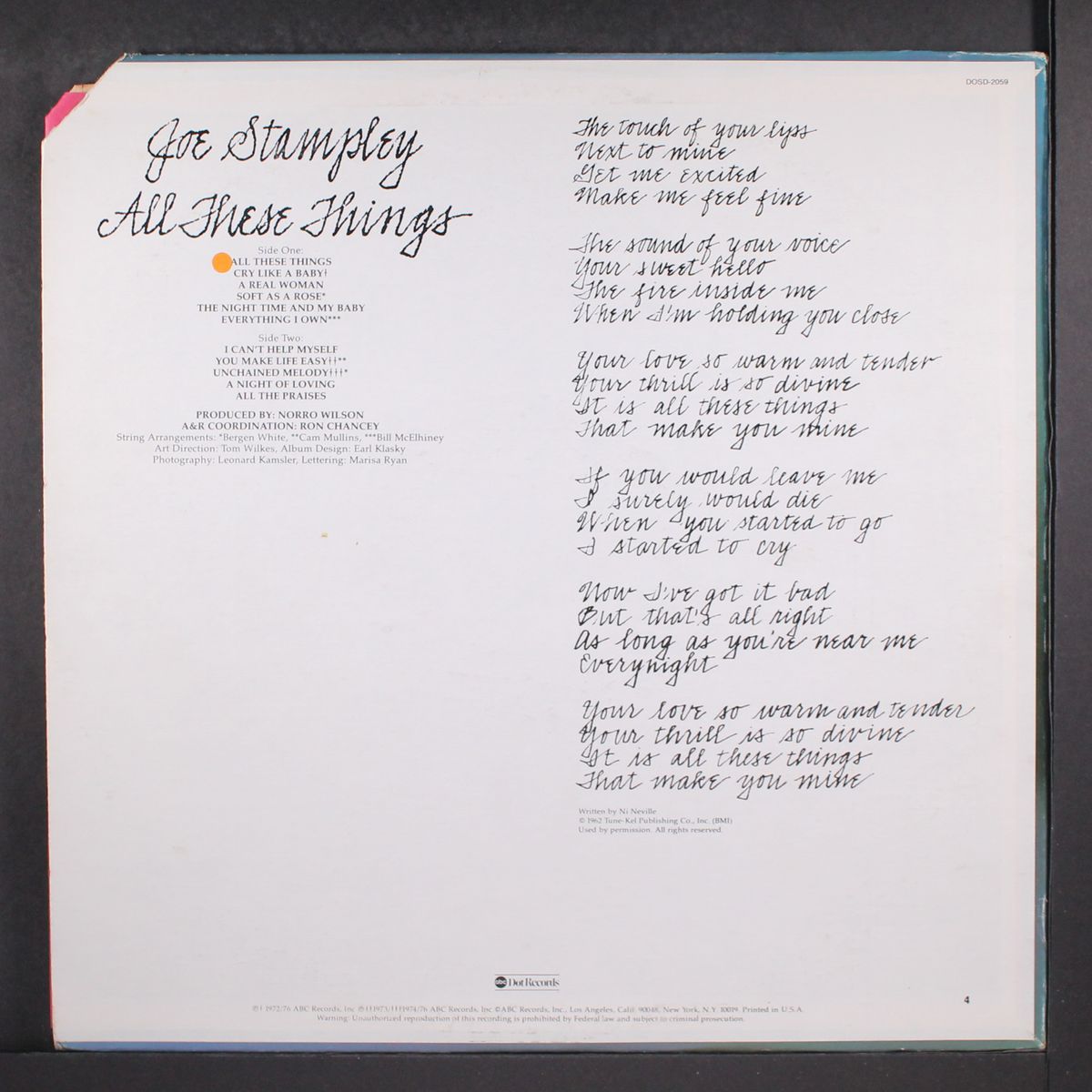 all these things by JOE STAMPLEY