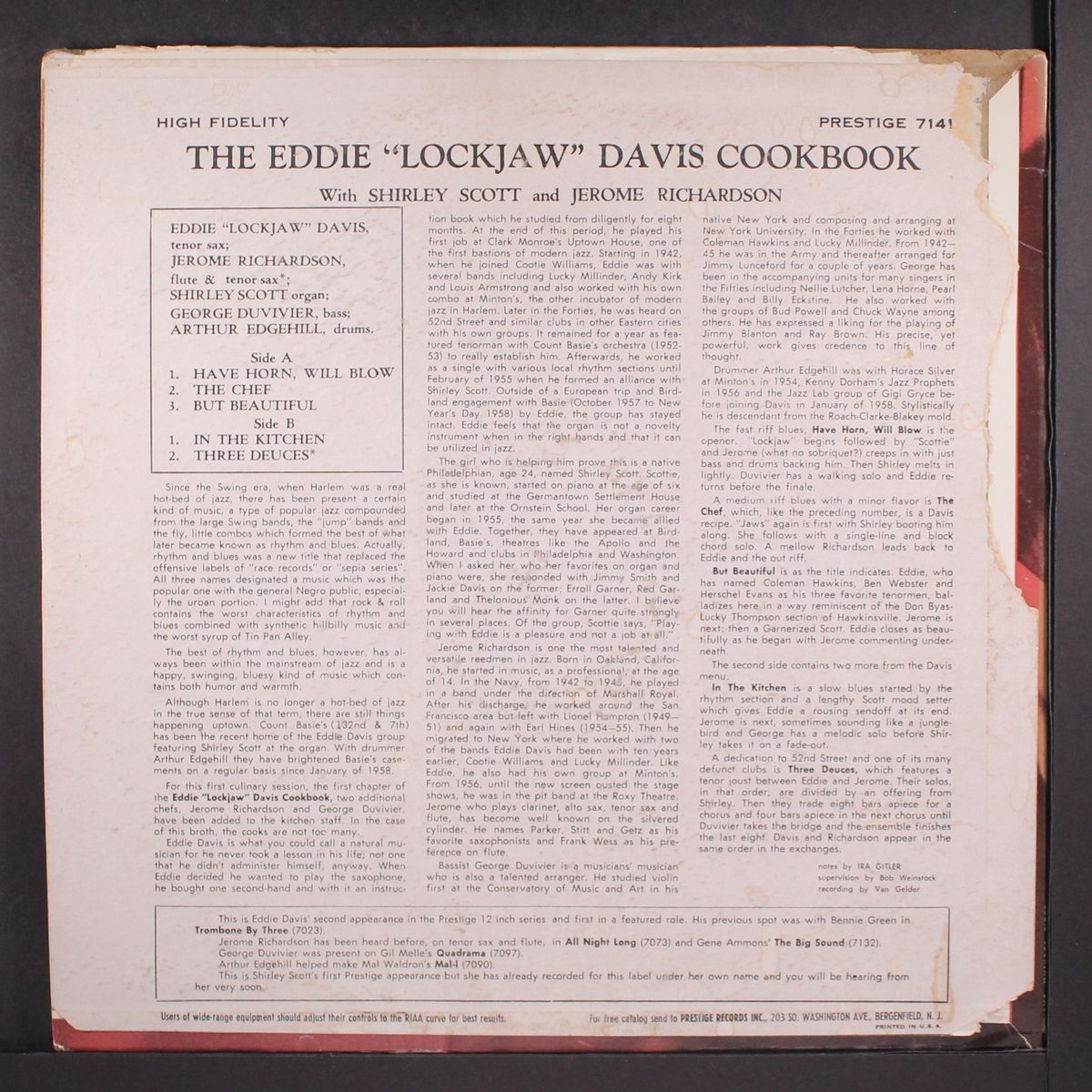 cookbook by EDDIE 'LOCKJAW' DAVIS
