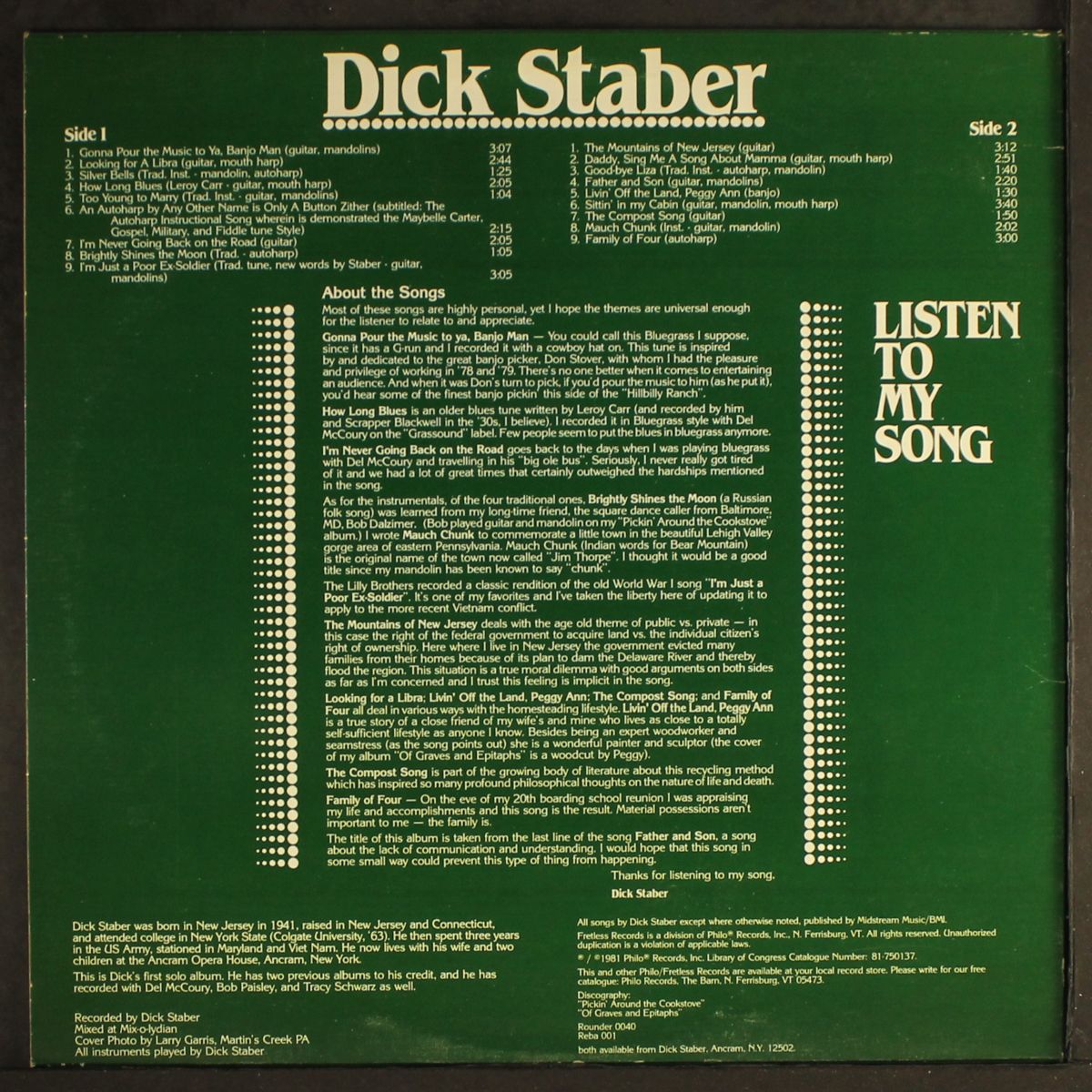 listen to my song by DICK STABER