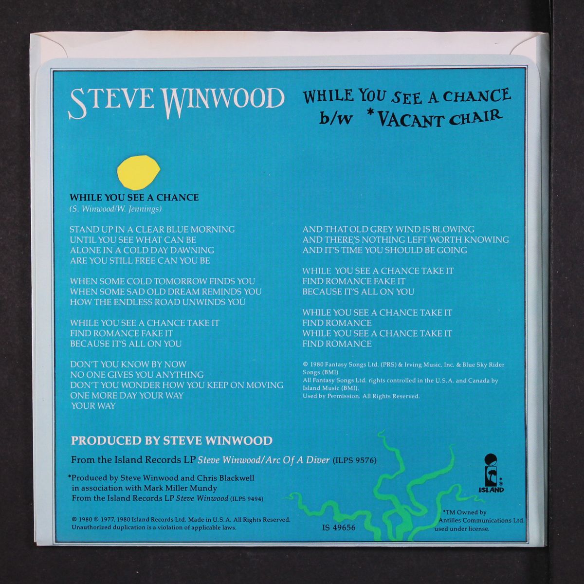 while you see a chance / vacant chair by STEVE WINWOOD