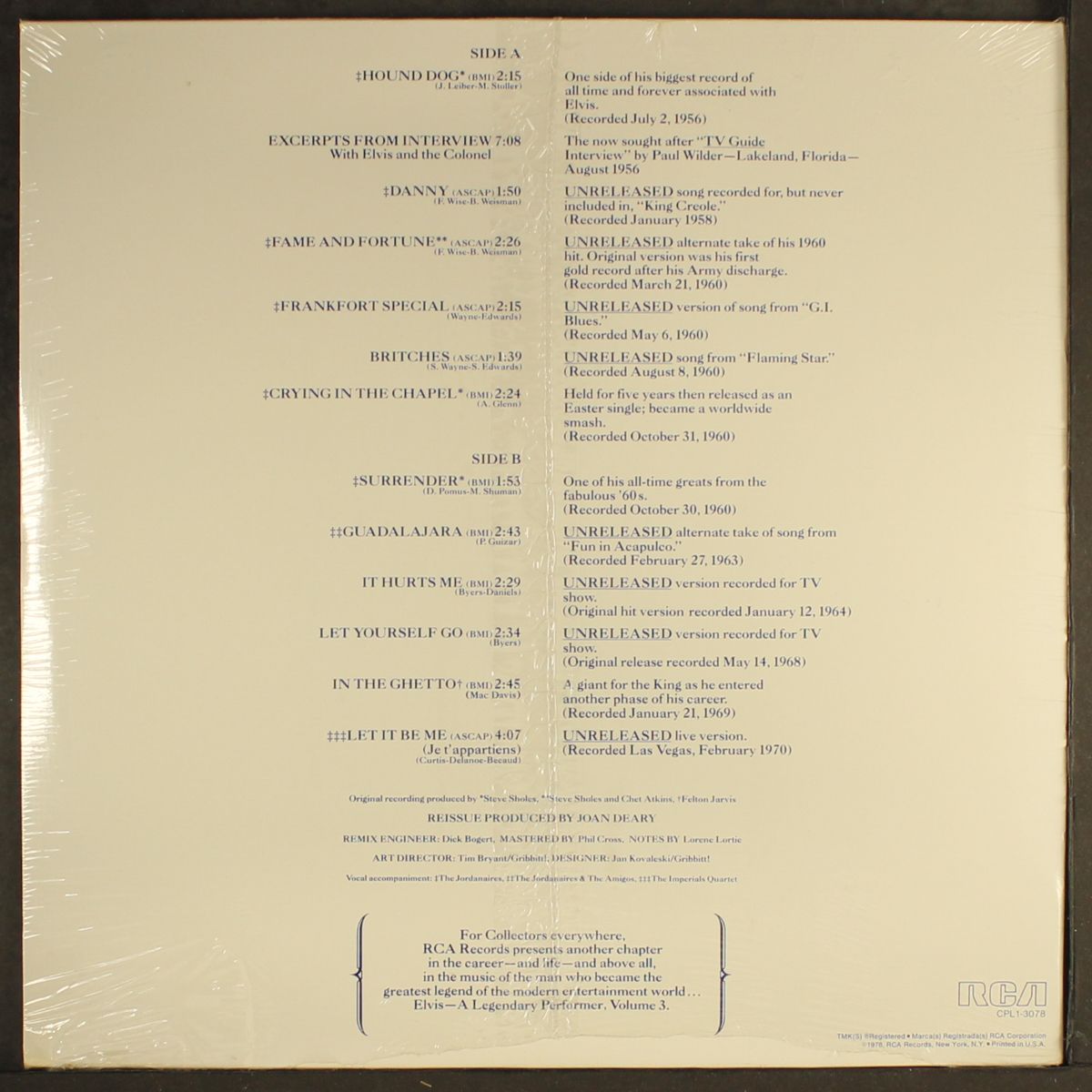a legendary performer, vol. 3 by ELVIS PRESLEY