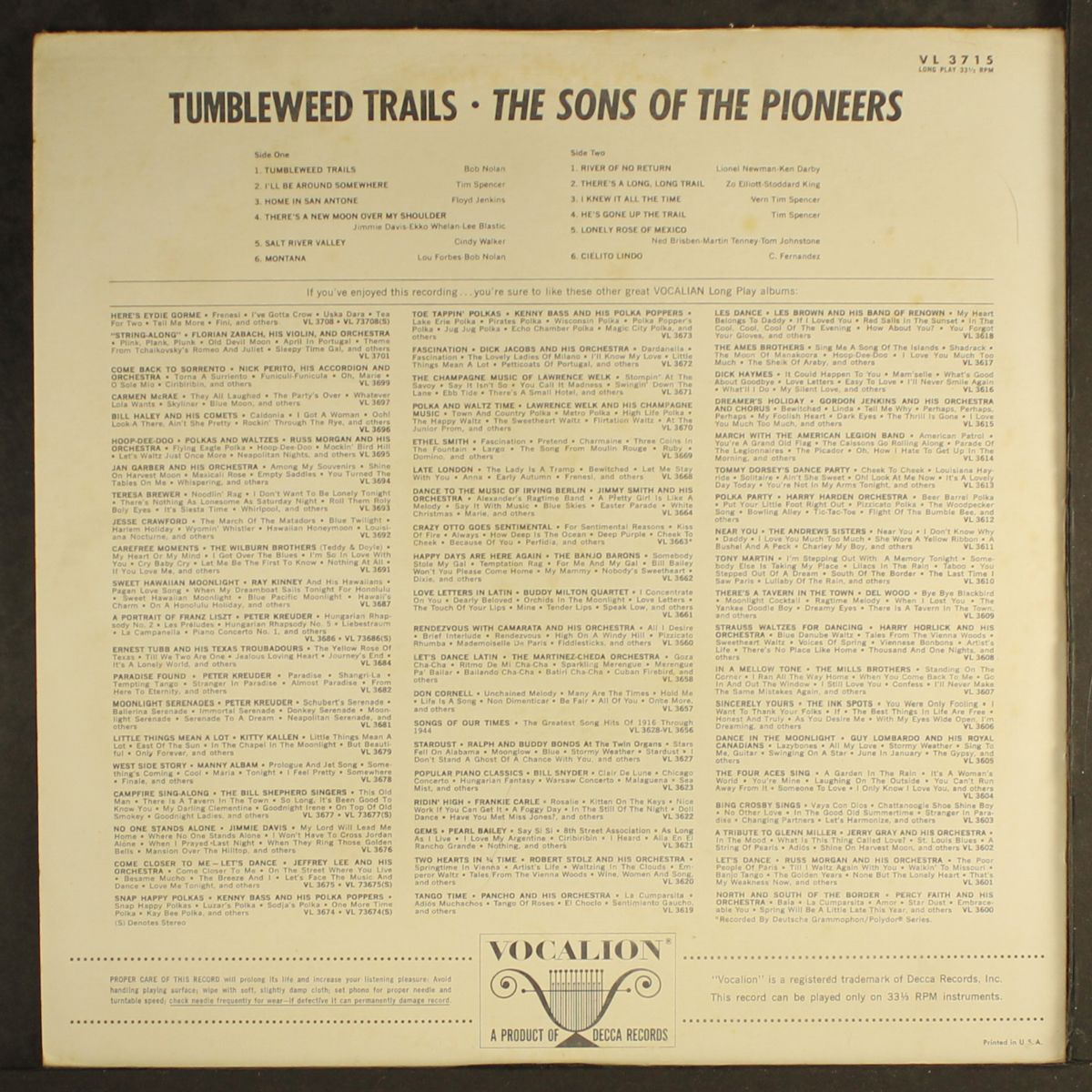 tumbleweed trails by SONS OF THE PIONEERS