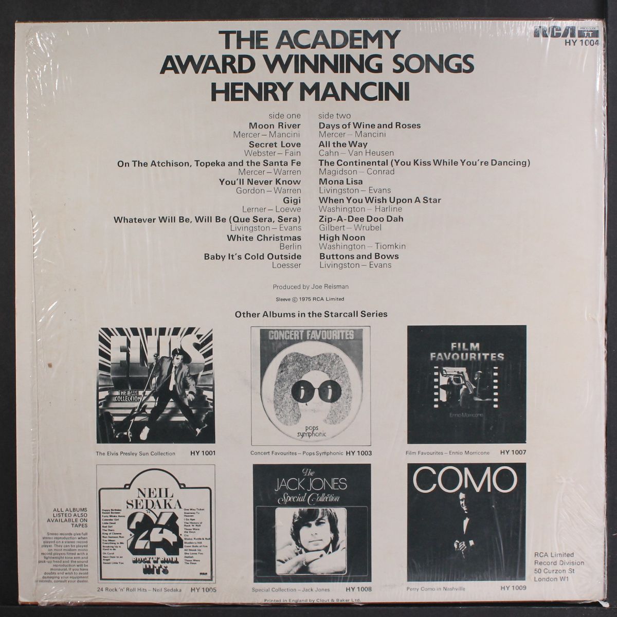 the academy award winning songs by HENRY MANCINI