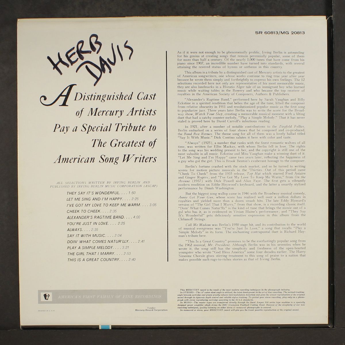 irving berlin songs by VARIOUS