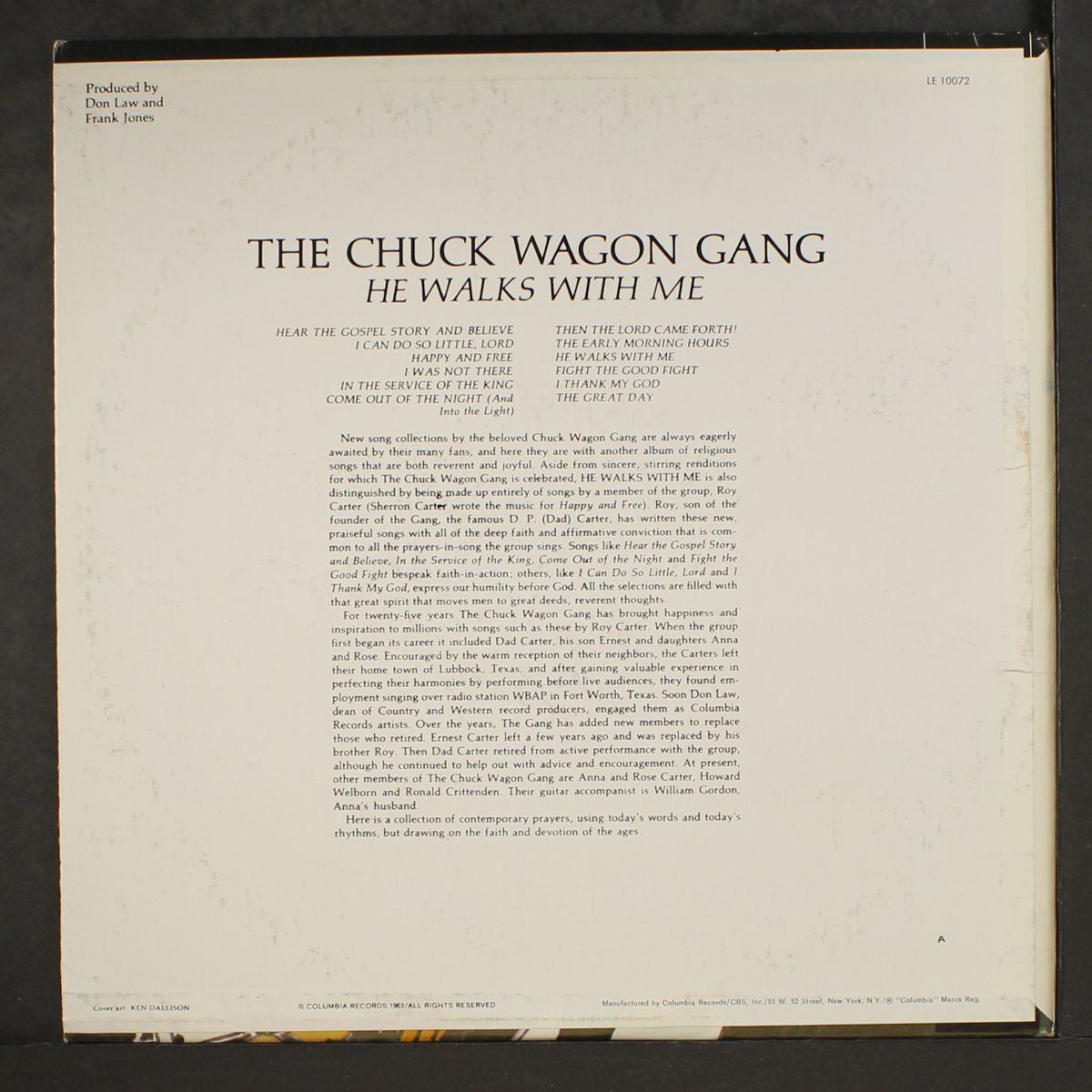 he walks with me by CHUCK WAGON GANG