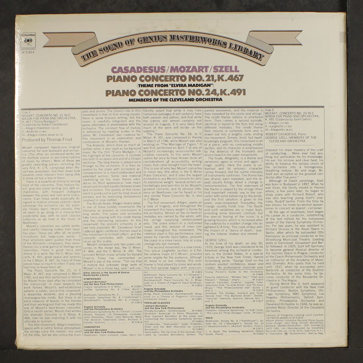 casadesus, mozart: piano concertos 21 & 24 by GEORGE SZELL