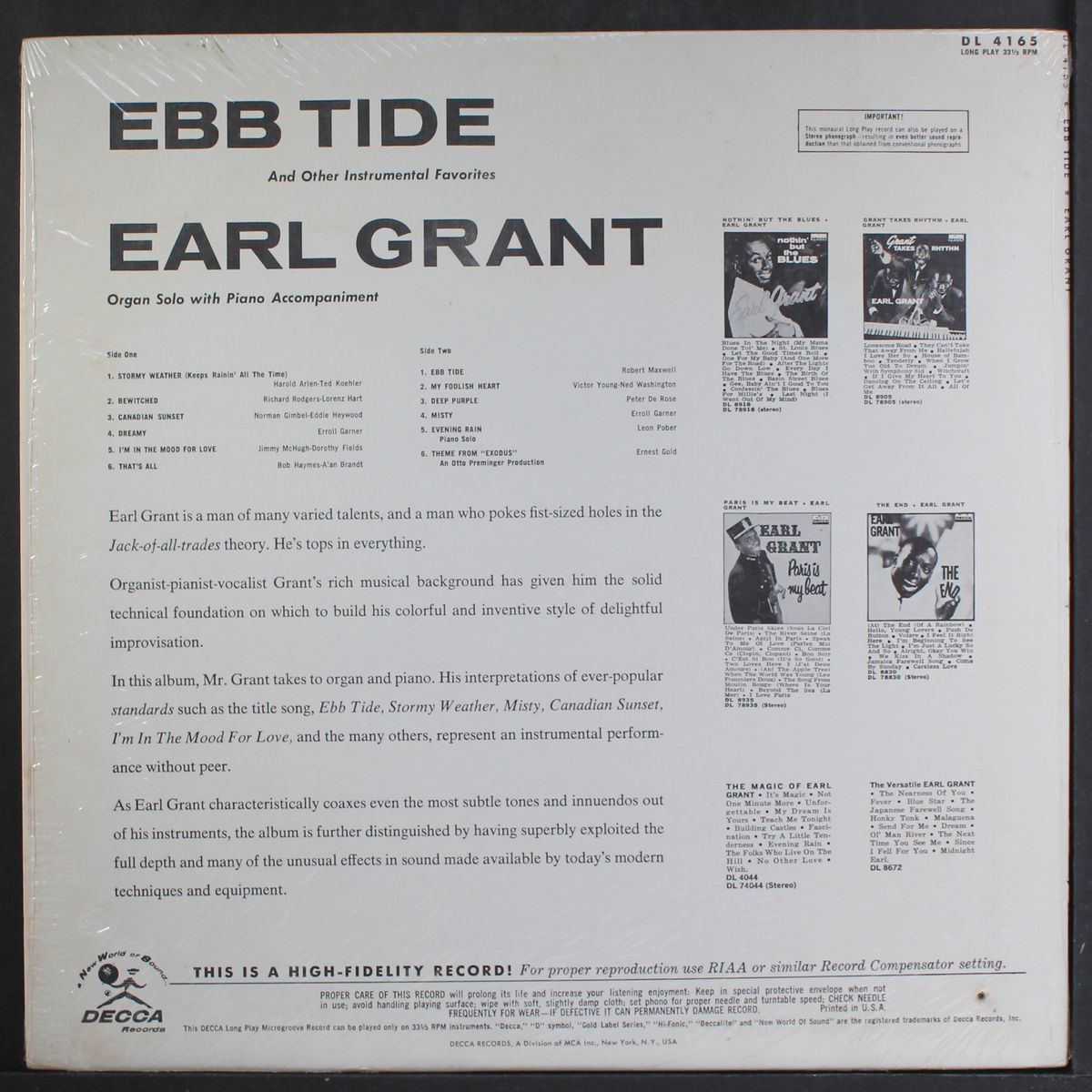 ebb tide by EARL GRANT