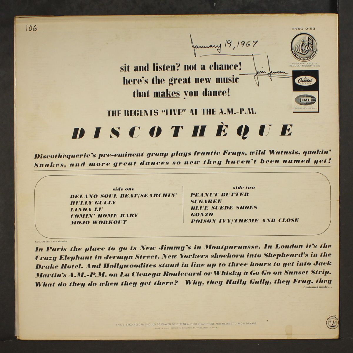 live at the a.m.-p.m. discotheque by REGENTS