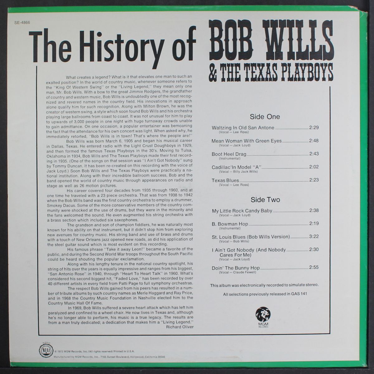 the history of by BOB WILLS