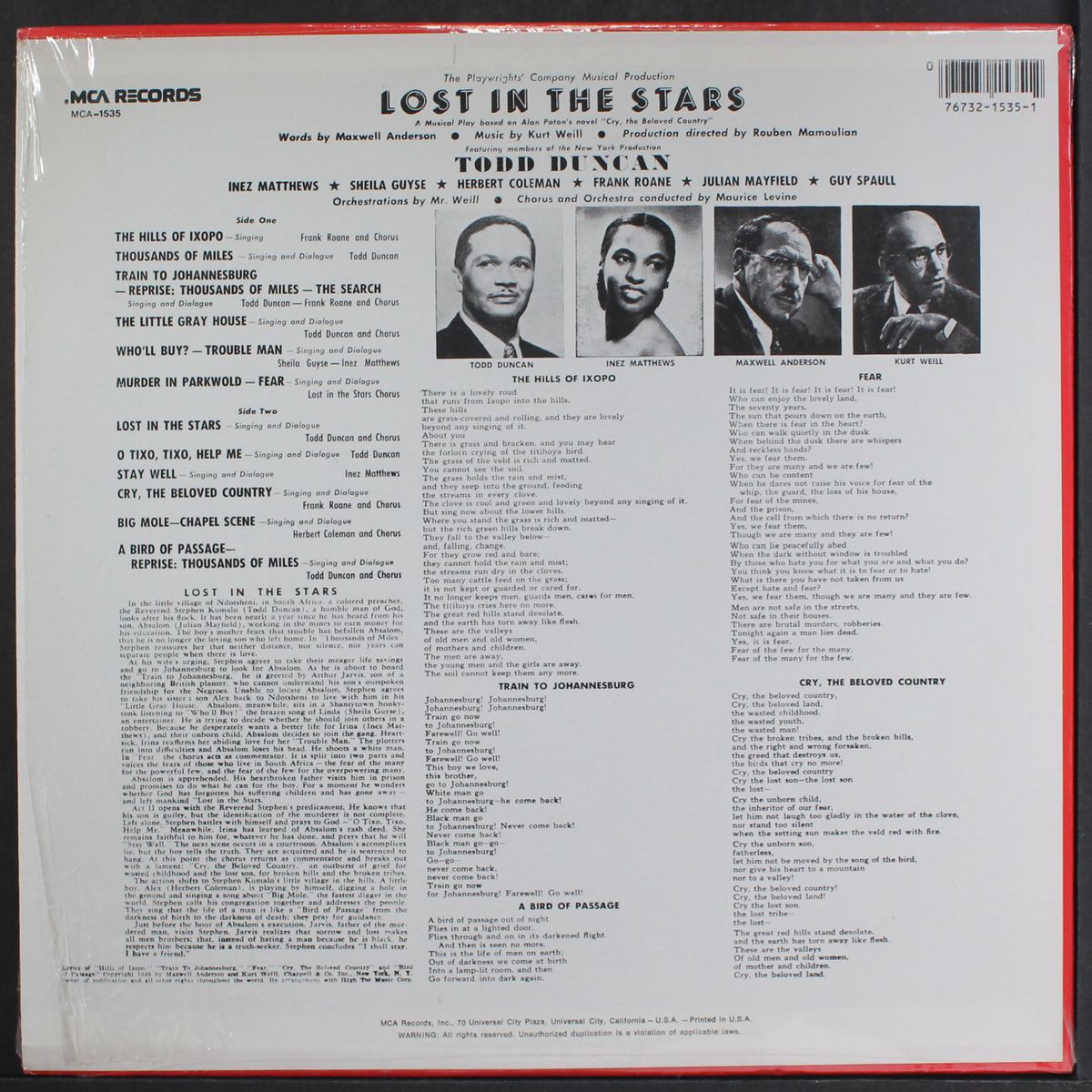 lost in the stars by ORIGINAL CAST