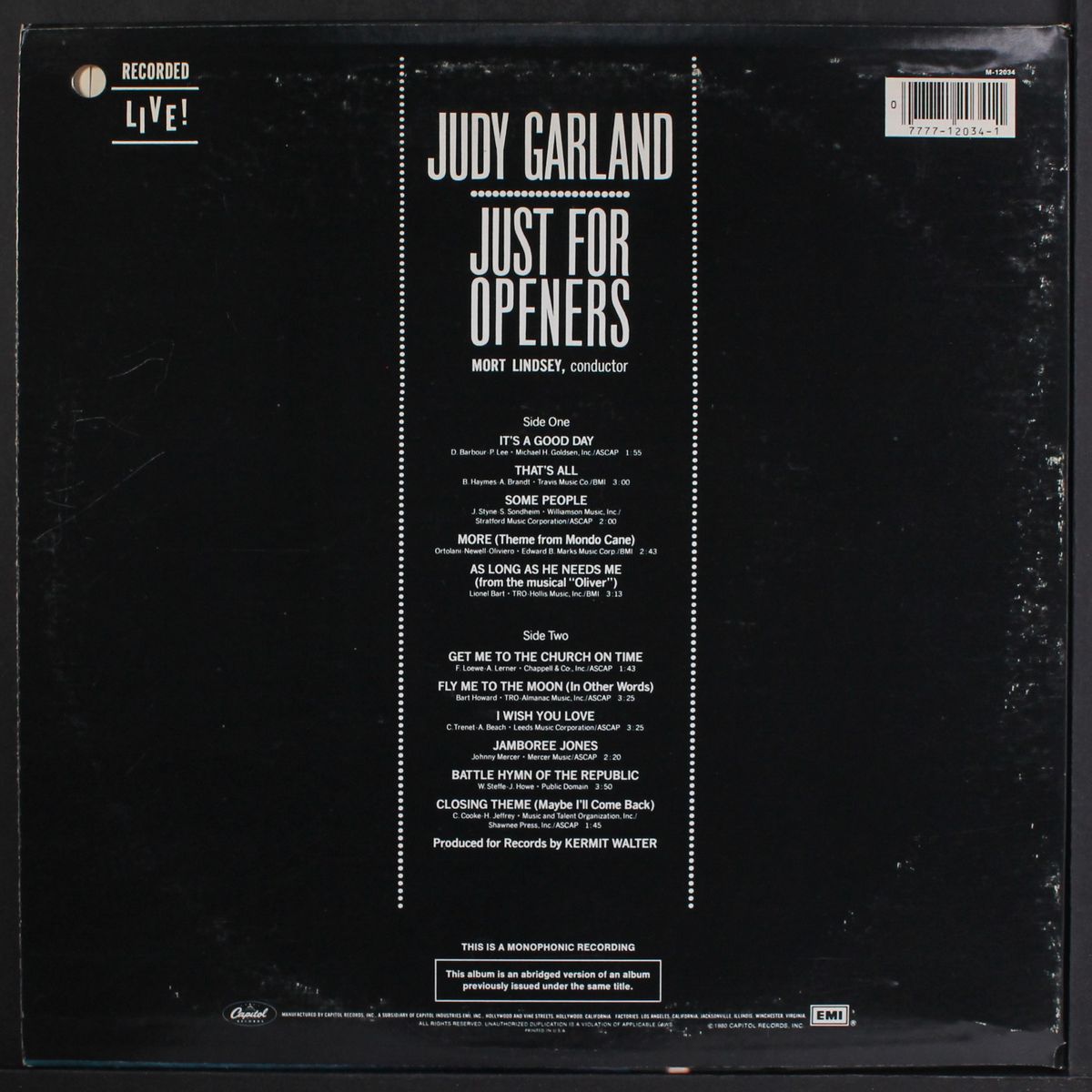just for openers by JUDY GARLAND
