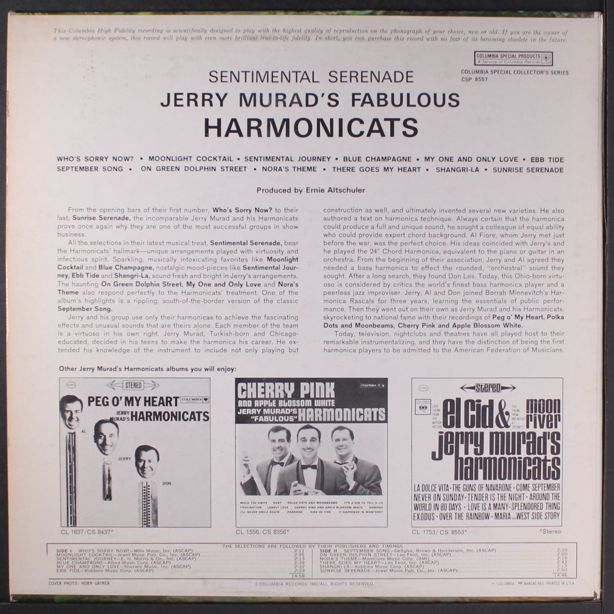sentimental serenade by JERRY MURAD'S HARMONICATS