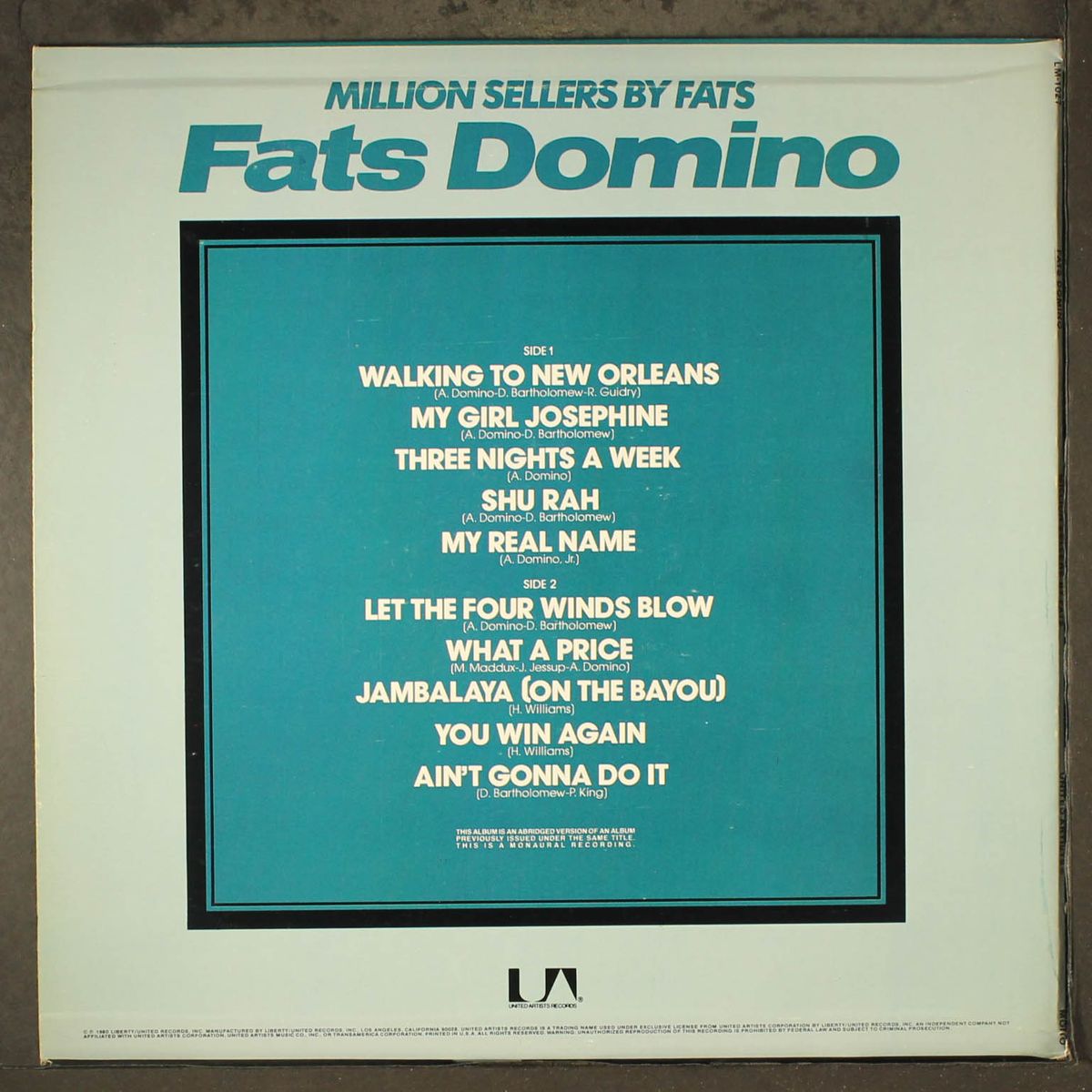 million sellers by fats by FATS DOMINO