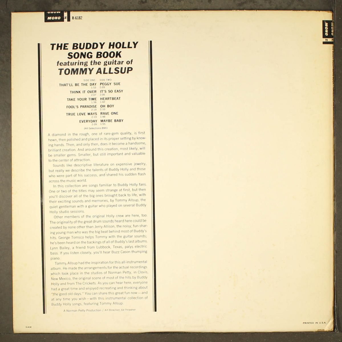 the buddy holly songbook by TOMMY ALLSUP