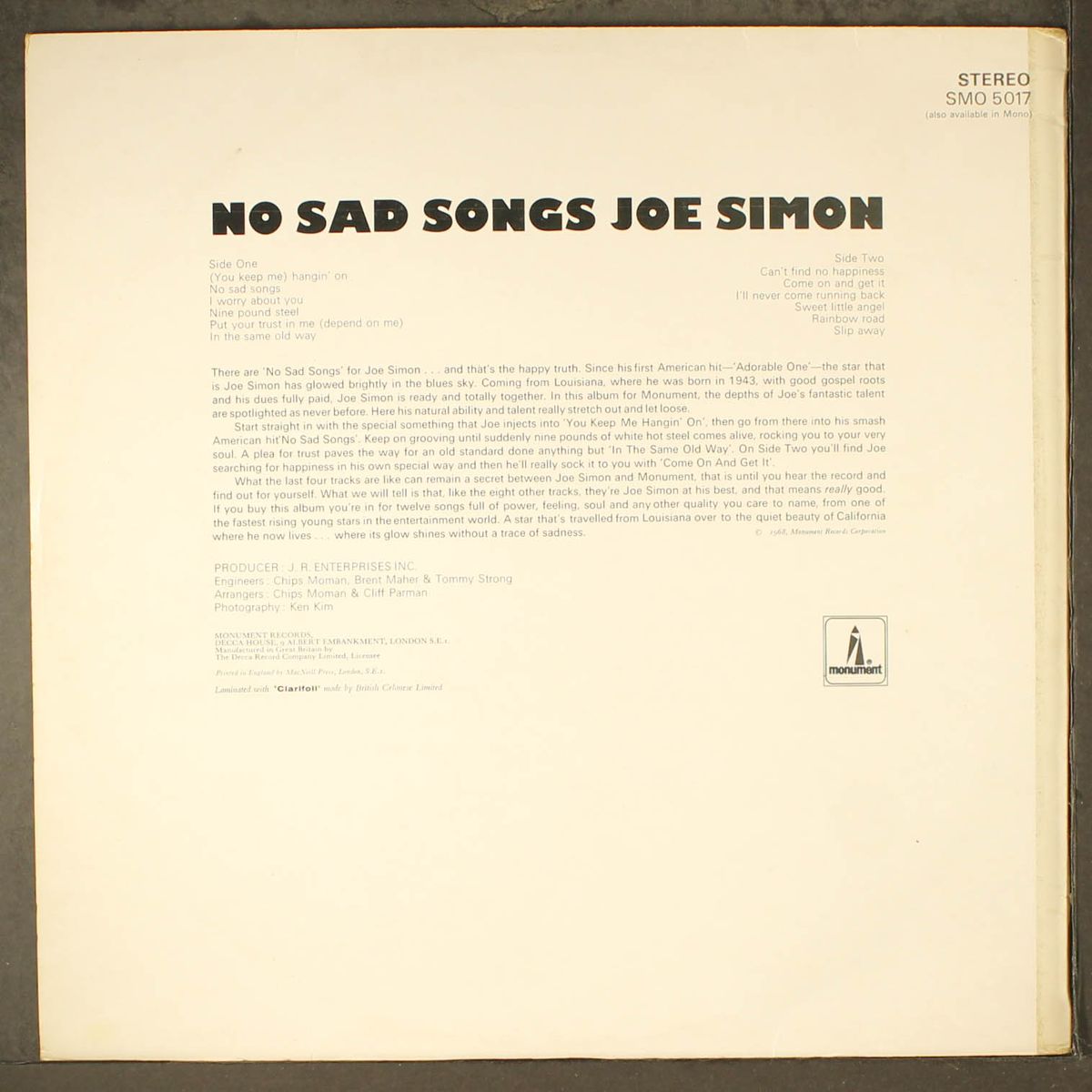 no sad songs by JOE SIMON