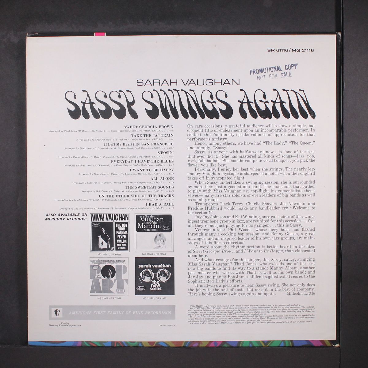 sassy swings again by SARAH VAUGHAN