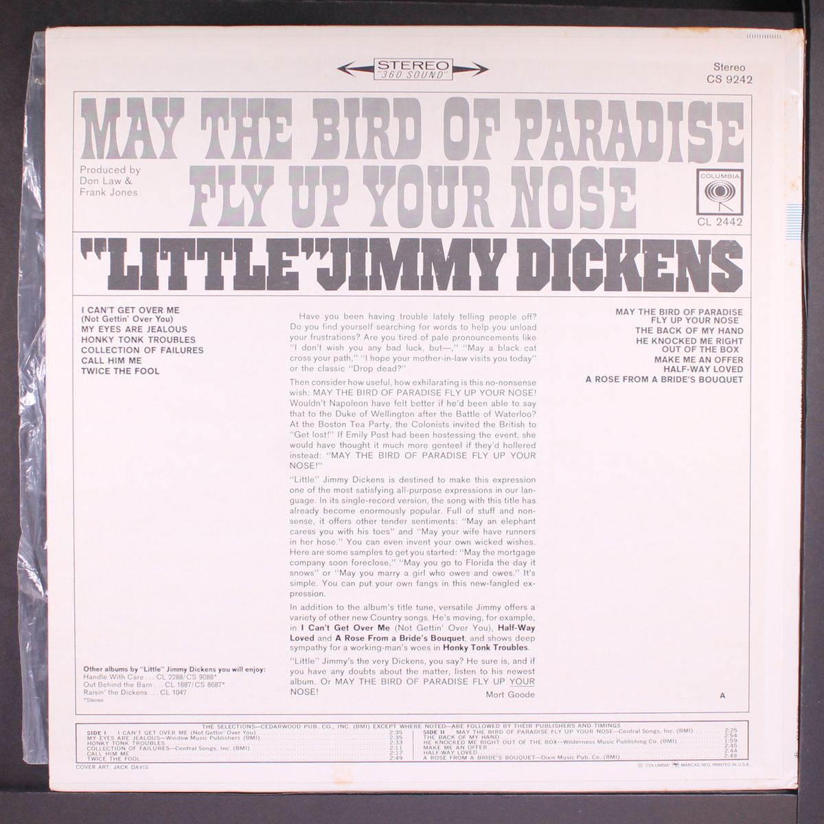 may the bird of paradise fly up your nose by LITTLE JIMMY DICKENS