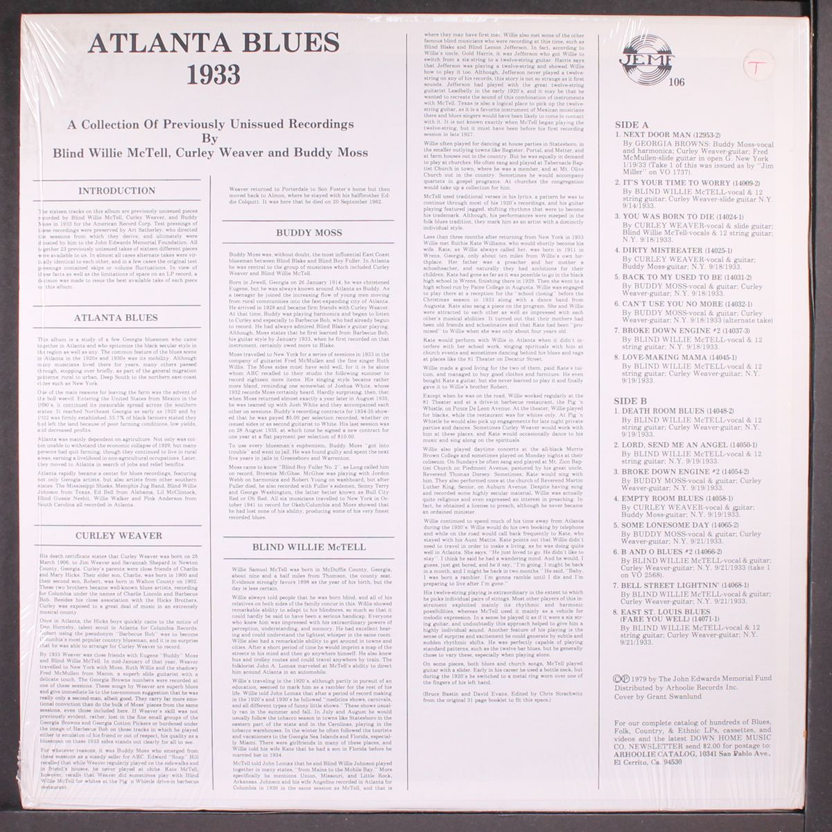 atlanta blues, 1933 by VARIOUS
