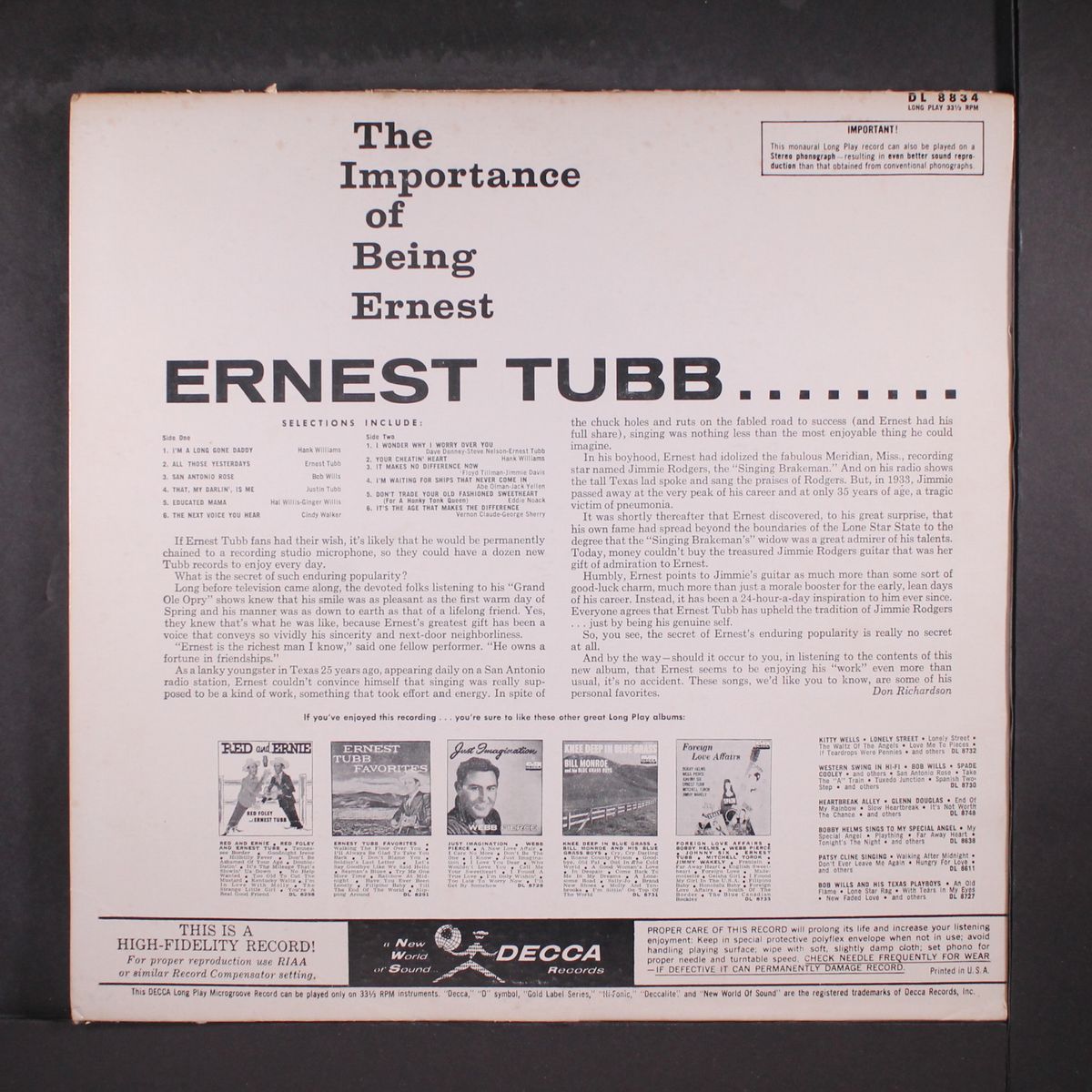 the importance of being ernest by ERNEST TUBB