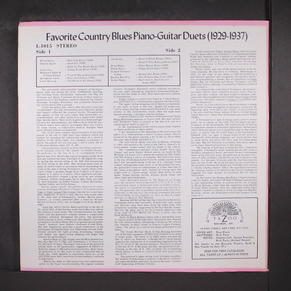 favorite country blues guitar-piano duets 1929-1937 by VARIOUS