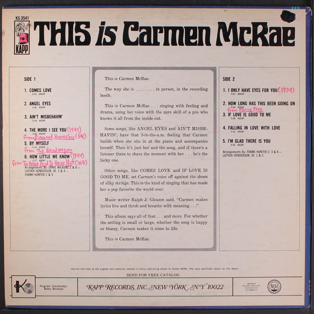 this is by CARMEN MCRAE