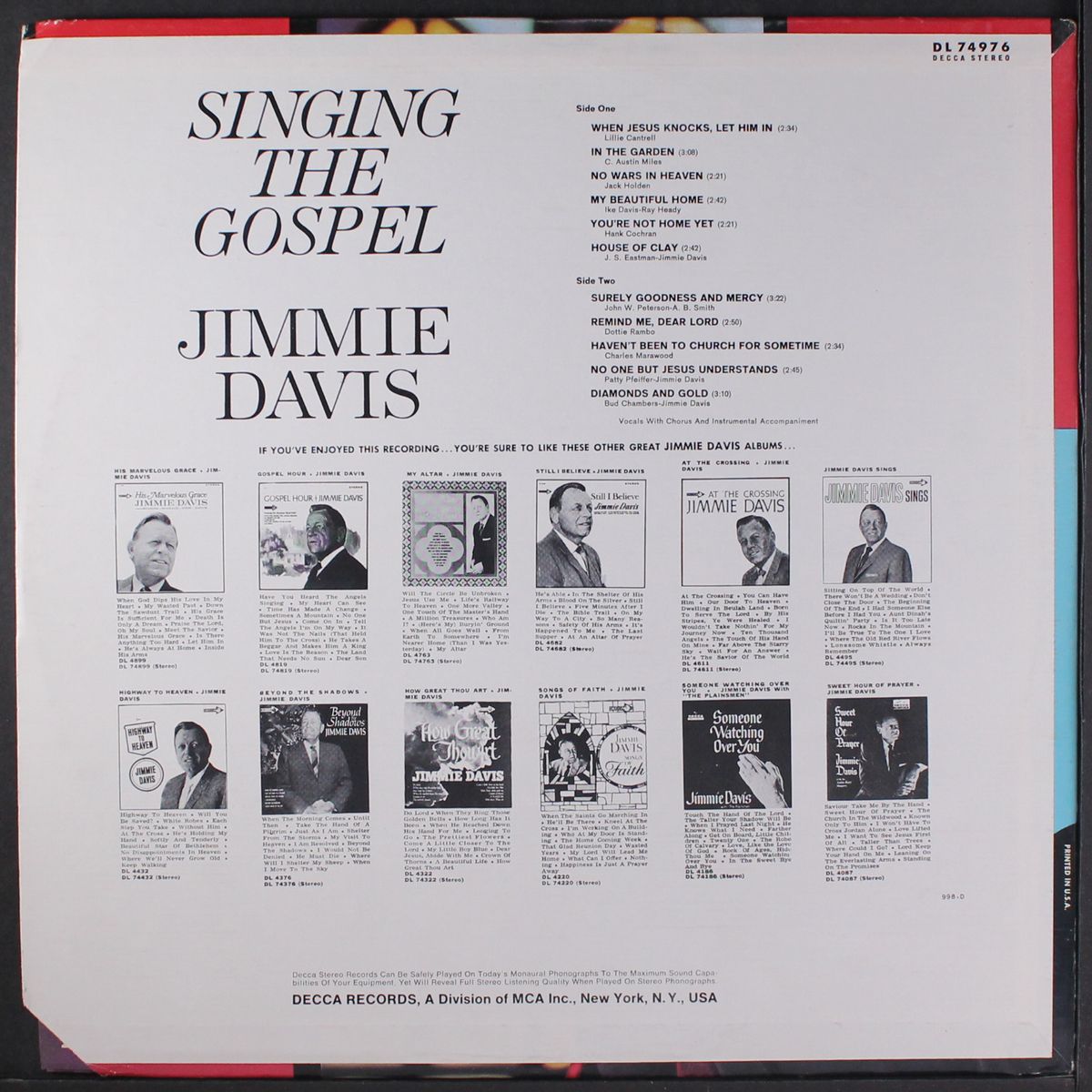 singing the gospel by JIMMIE DAVIS
