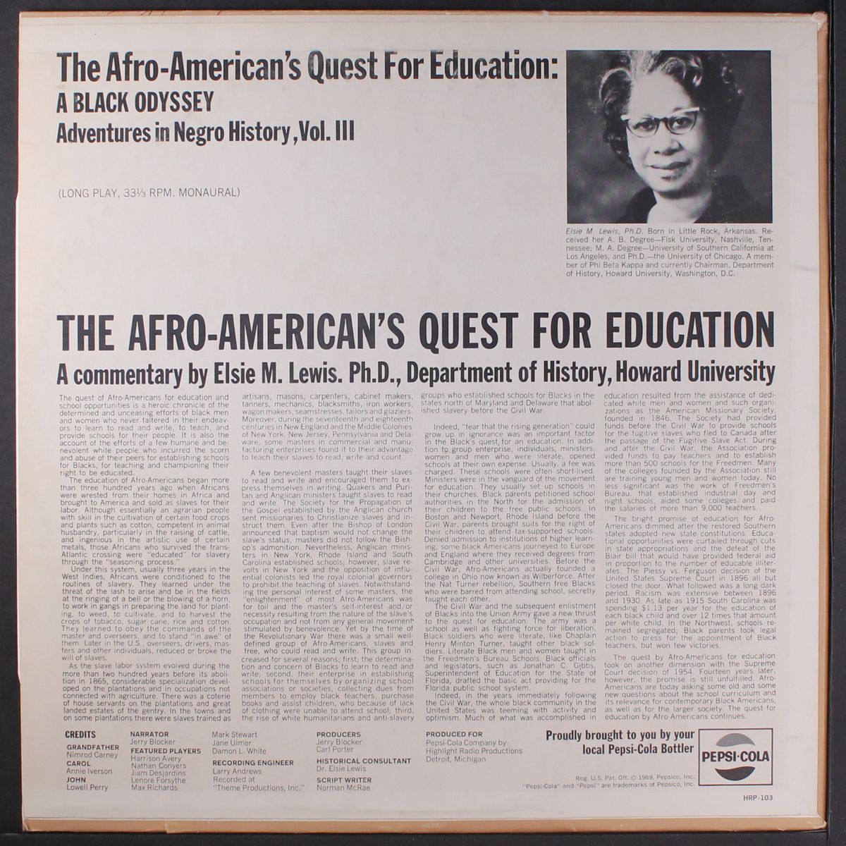 the afro-american's quest for education: a black odyssey by SPOKEN WORD
