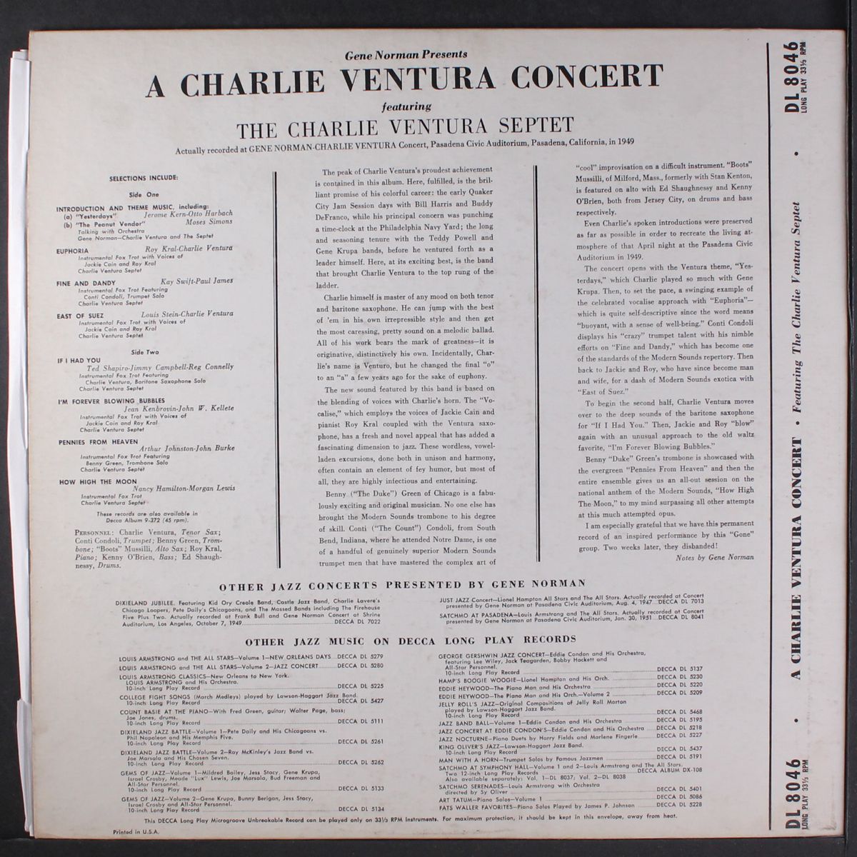 a charlie ventura concert by CHARLIE VENTURA