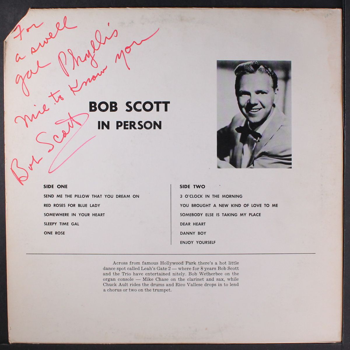 in person by BOB SCOTT