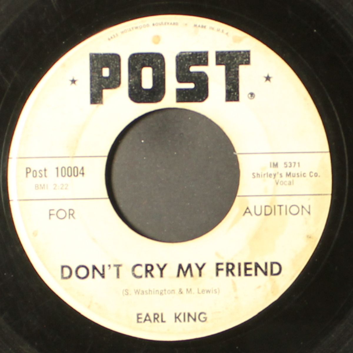 don't cry my friend / don't you lose it by EARL KING