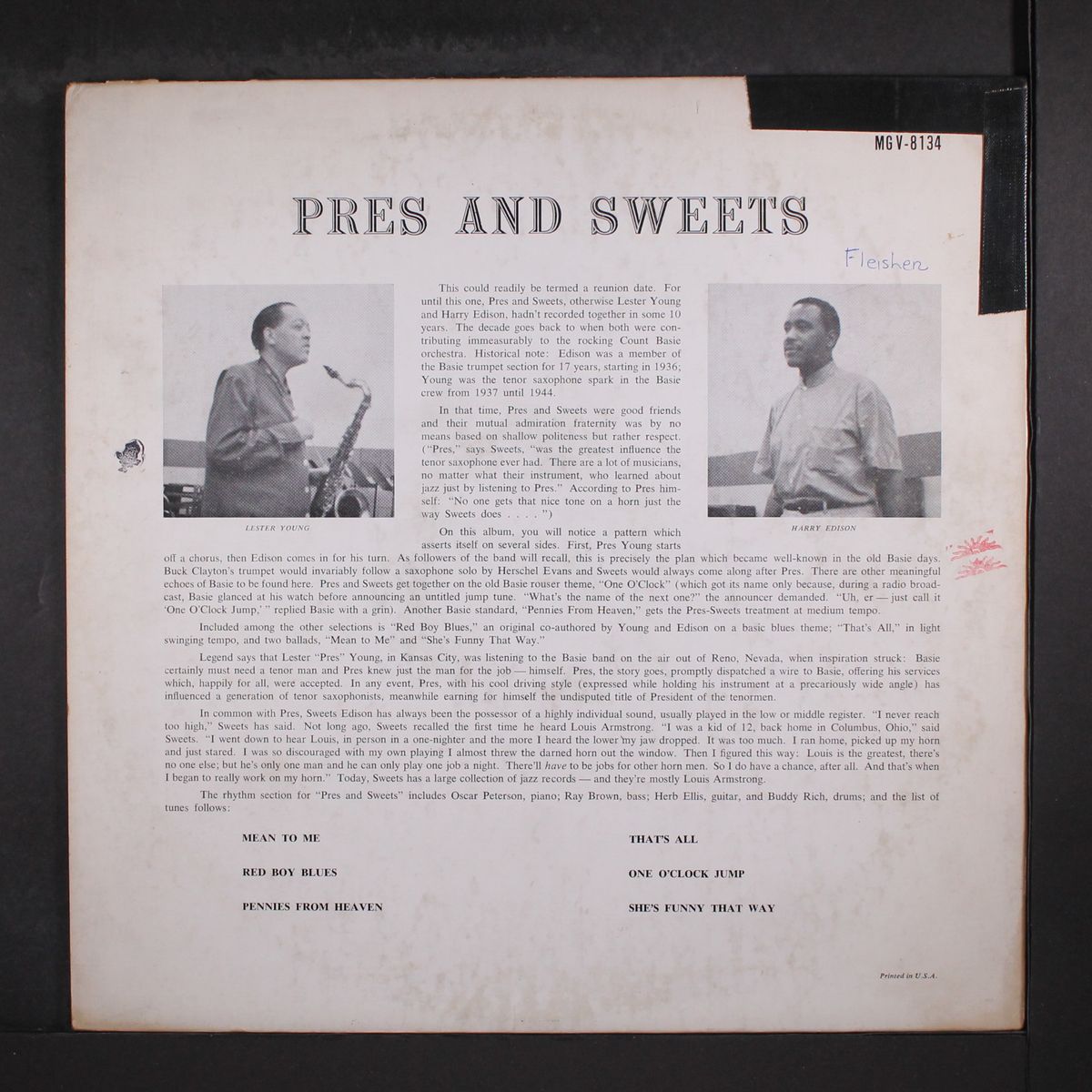 pres & sweets by LESTER YOUNG & HARRY EDISON