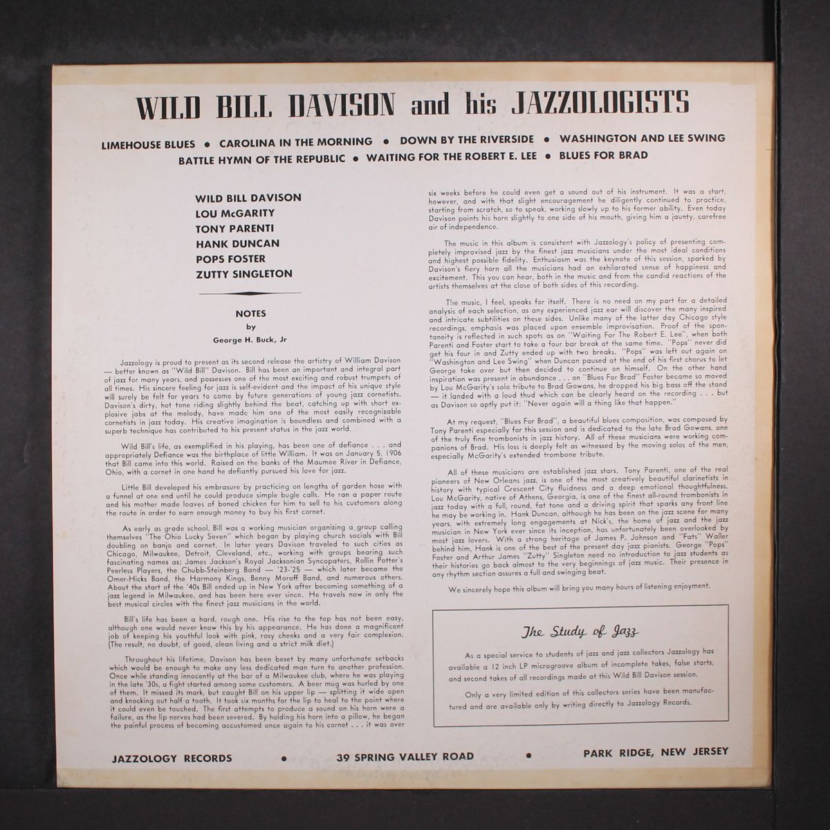 and his jazzologists by WILD BILL DAVISON