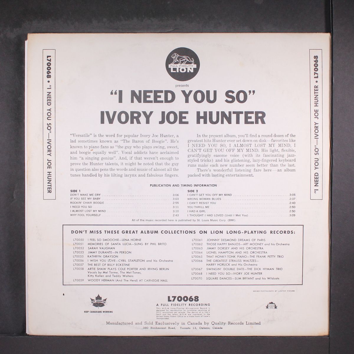 i need you so by IVORY JOE HUNTER