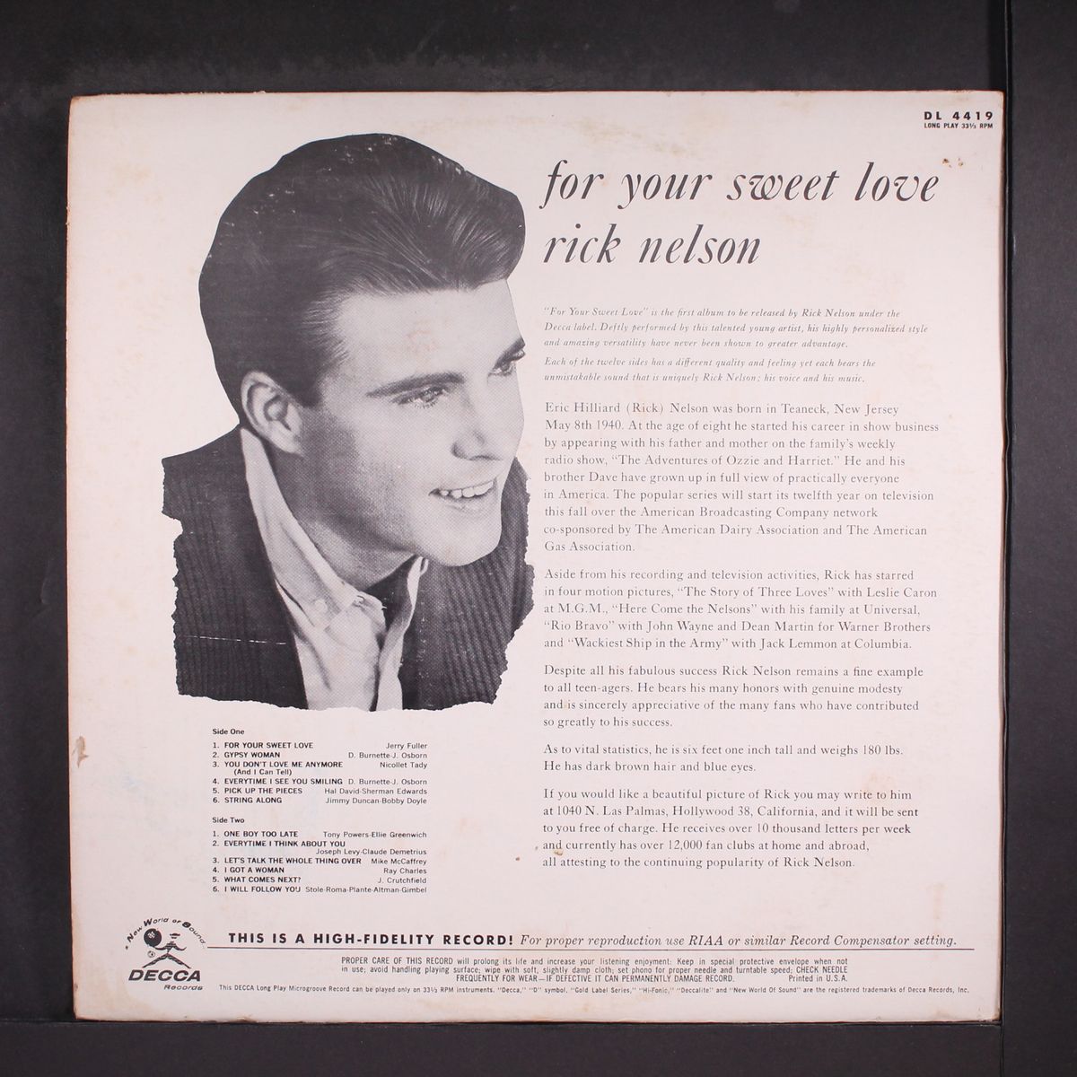 for your sweet love by RICK NELSON