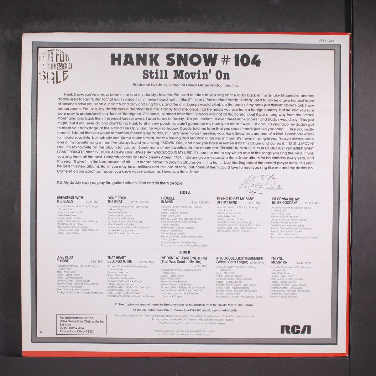 #104 - still movin' on by HANK SNOW