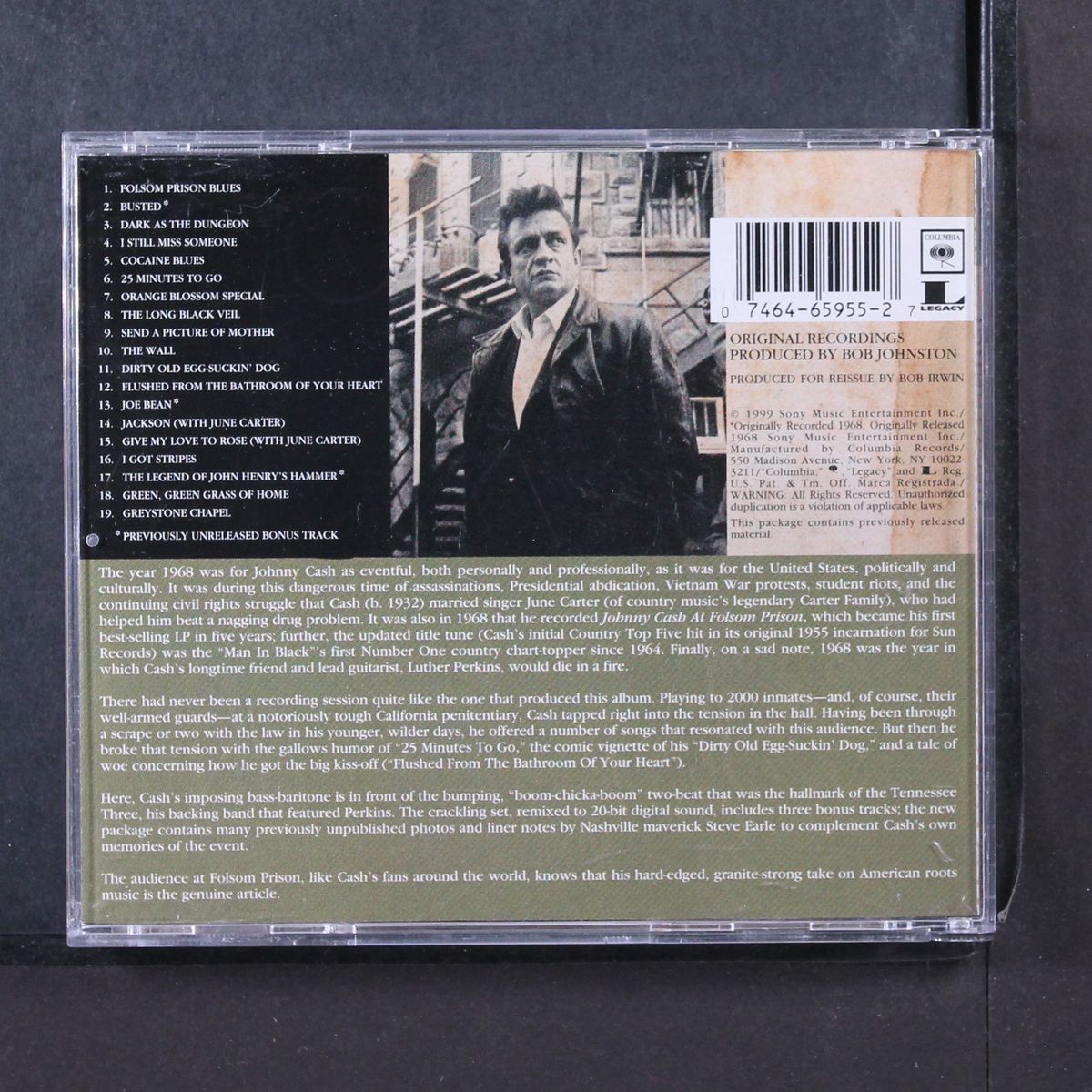at folsom prison by JOHNNY CASH