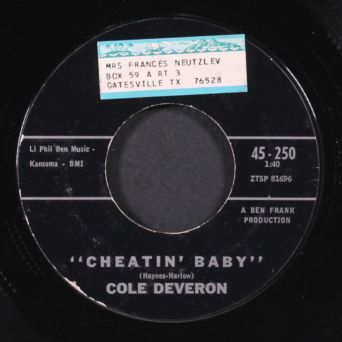tennessee twist / cheatin' baby by COLE DEVERON